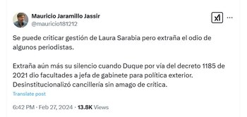 Críticas de Mauricio Jaramillo Jassir