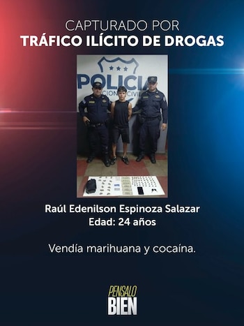 En el operativo de Ciudad Arce, las autoridades incautan drogas, un vehículo, una motocicleta, dinero en efectivo y teléfonos celulares. (Foto cortesía PNC)