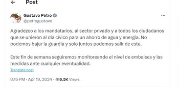 Gustavo Petro dio las gracias