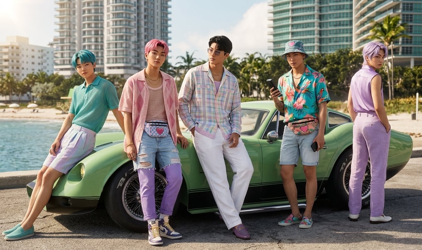La imagen generada con Gemini traslada a los villanos de Las Guerreras K-pop a un universo criminal ficticio inspirado en una ciudad costera. (Foto: Gemini)