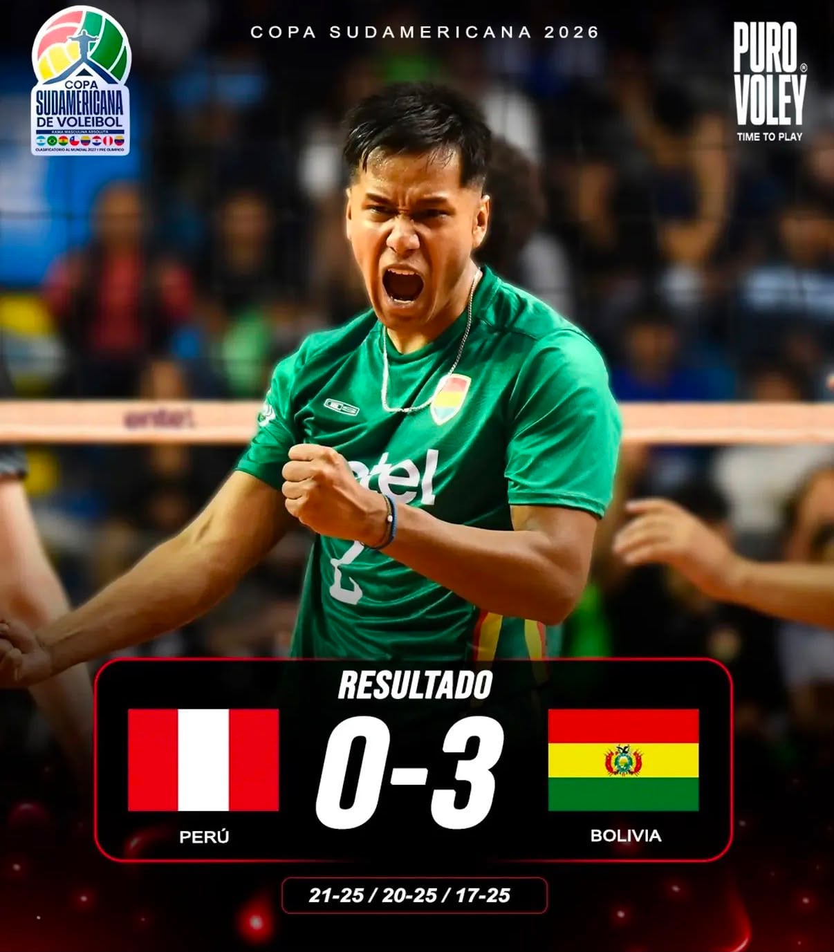 Perú cayó ante Bolivia y se enfrentará a Venezuela en su siguiente partido. Créditos: Puro Vóley.