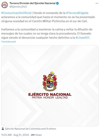 Publicación del Ejército Nacional -