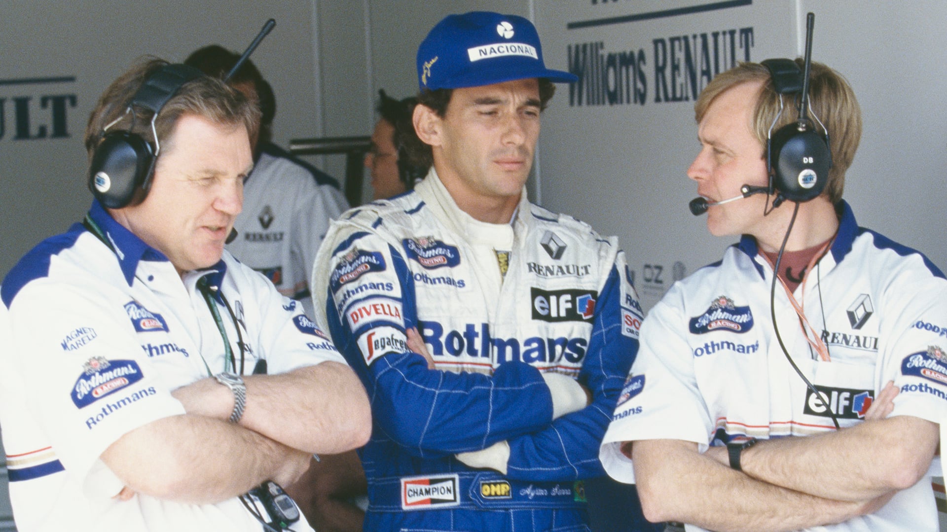 Ayrton Senna junto a Patrick Head, a su derecha (Photo by Pascal Rondeau/Getty Images)