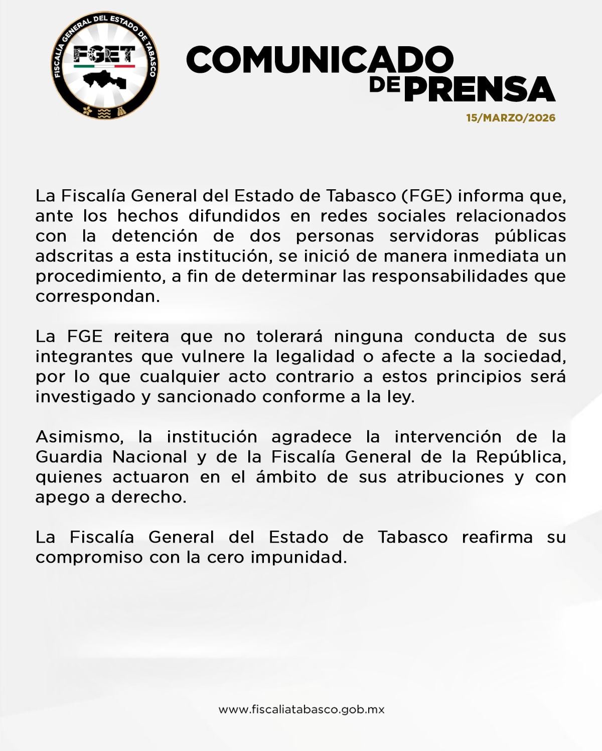 El reporte de las autoridades (FGE Tabasco)