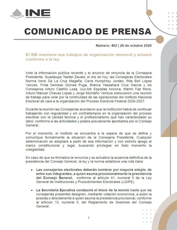 Comunicado oficial del INE.