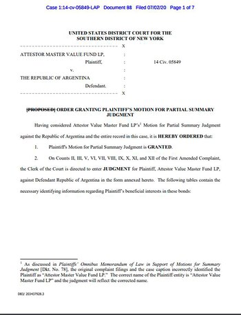 Fallo de la juez Preska