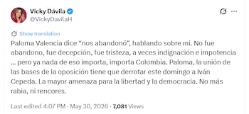 Dávila pidió la unidad de las bases de la oposición de cara a las elecciones - crédito @VickyDavilaH/X