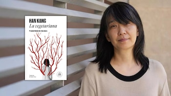 Han Kang y portada de su libro