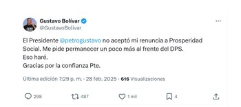 Con este mensaje, Gustavo Bolívar