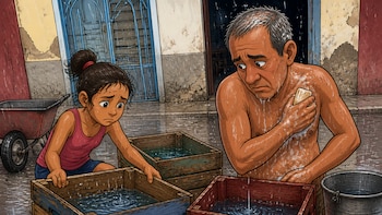 Sin agua por las tuberías, una familia en Cuba recurre a la lluvia y recipientes