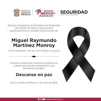 La Secretaría de Seguridad estatal difundió una esquela en memoria de Miguel Raymundo Martínez Monroy. (Crédito: SSEM)