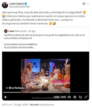 Captura publicación Laura Zapata vs Cynthia Klitbo (Redes Sociales)