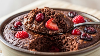 Avena horneada con cacao y frutos rojos: desayuno saludable, fibra y antioxidantes