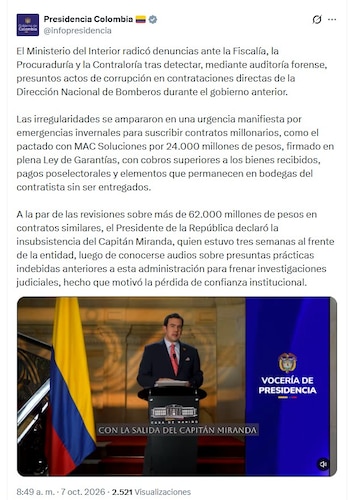 El ministro Lara señaló los hallazgos de la auditoría forense a través de un video que compartió la cuenta oficial de Presidencia vía X - crédito @infopresidencia/X