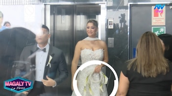 Recién casados, Karla Tarazona y Christian Domínguez agradecen el cariño y descartan luna de miel. Captura: Magaly TV La Firme.