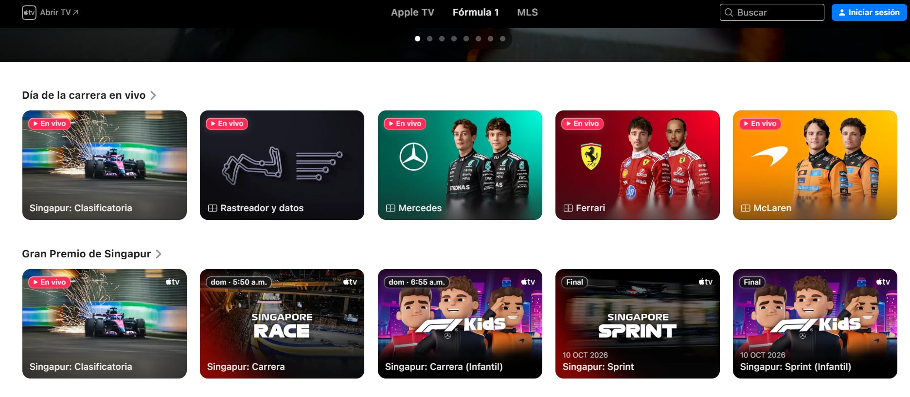 Apple TV cuenta con un canal propio para acceder a la cobertura en directo de la categoría. (Apple TV)