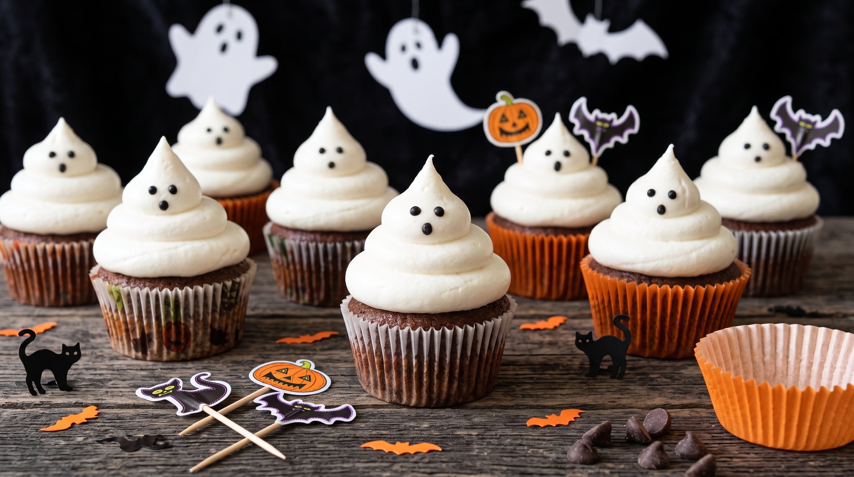 Receta de muffins fantasma para Halloween, rápida y fácil