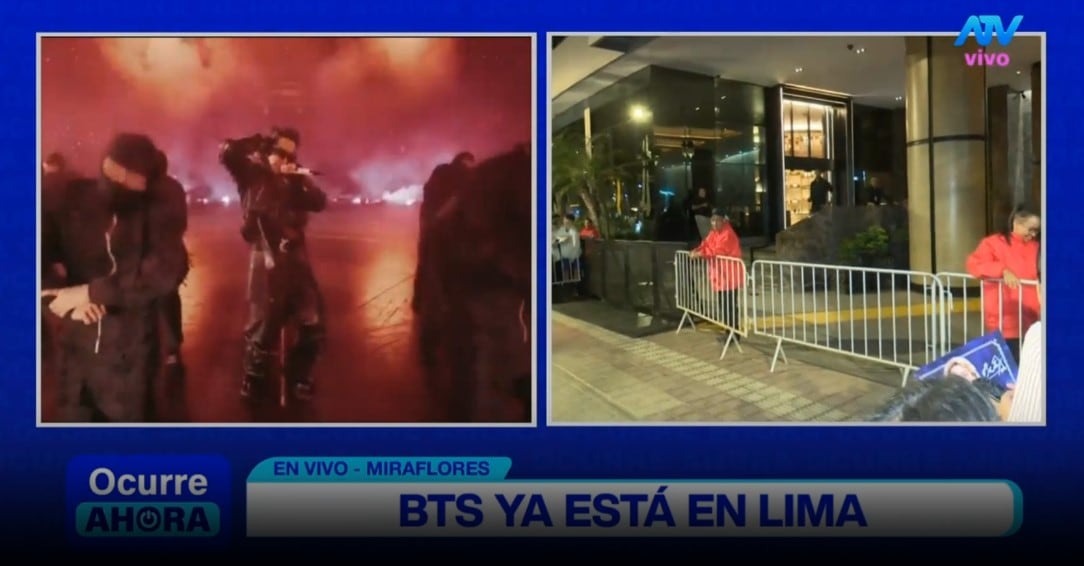 BTS en Lima: ARMY toma los alrededores del hotel y espera con emoción la salida del grupo. Captura: ATV Noticias.