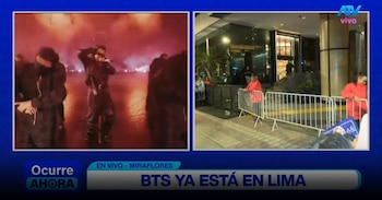 BTS en Lima: ARMY toma los alrededores del hotel y espera con emoción la salida del grupo. Captura: ATV Noticias.