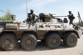 Service members of pro-Russian troops