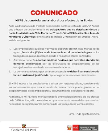 Comunicado de MTPE