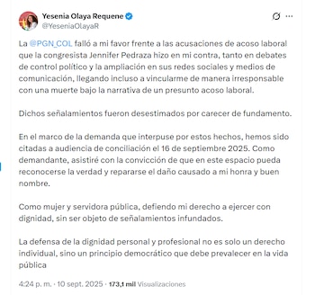 Ministra de Ciencia, Yesenia Olaya,