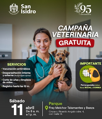 La campaña comenzará a las 8 y se extenderá hasta las 13 horas - Créditos: Municipalidad de San Isidro.