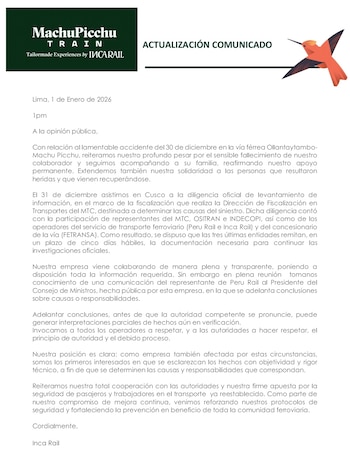 Comunicado de Inca Rail