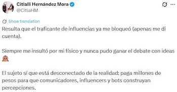 Citlalli Hernández acusó a Ricardo Salinas Pliego de utilizar su influencia mediática para construir percepciones públicas y difundir confrontación política.