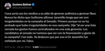 Bolívar explicó que no señaló