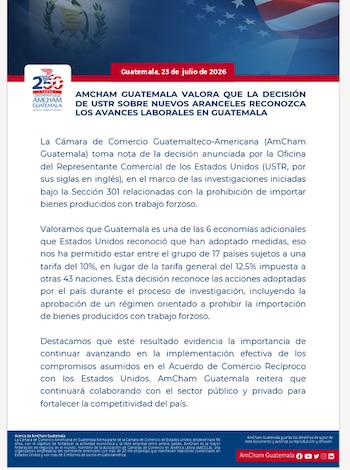 La resolución de la USTR preservó las preferencias para la mayoría de los productos guatemaltecos y reforzó el compromiso del país contra el trabajo forzoso.