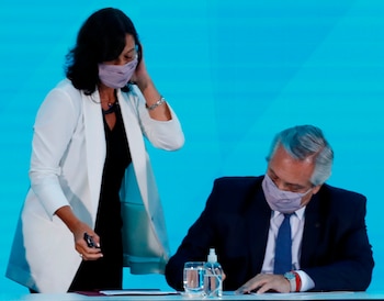 Alberto Fernández y Vilma, secretaria