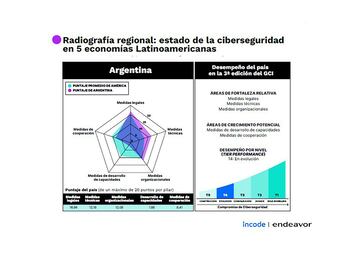 Gráfico con los niveles de ciberseguridad en Argentina y sus áreas de mejora