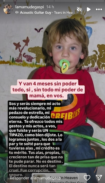 El emotivo posteo de la mamá de Gaspi a cuatro meses de su muerte: "Te solté para que tuvieras alas"