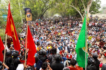 Protesta en Monywa (AFP)