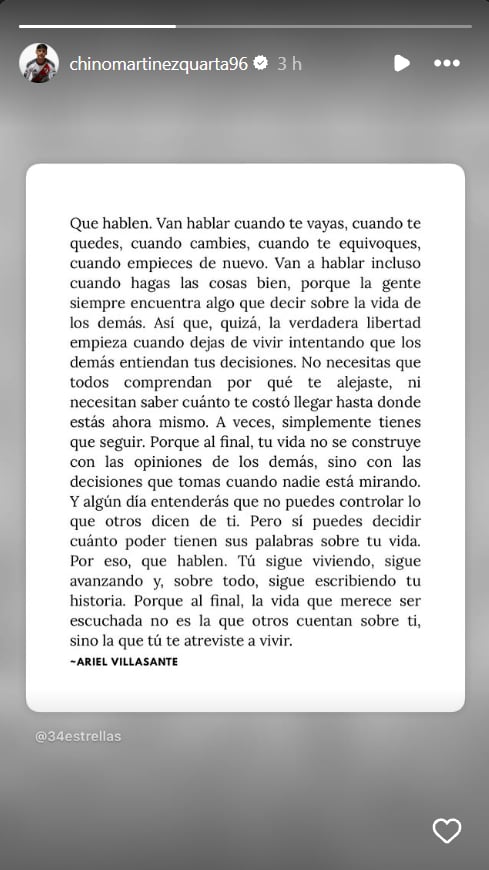 El posteo de Martínez Quarta