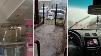 Un shopping inundado, calles anegadas