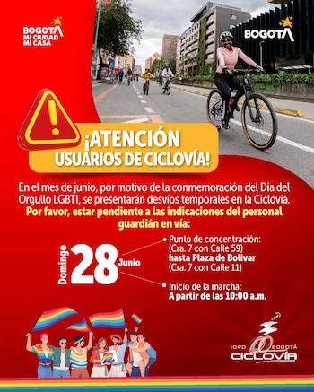 El Instituto Distrital de Recreación y Deporte recomendó a los usuarios de la Ciclovía seguir las indicaciones de los guardianes de la vía para evitar aglomeraciones y rutas bloqueadas - crédito IDRD / Facebook
