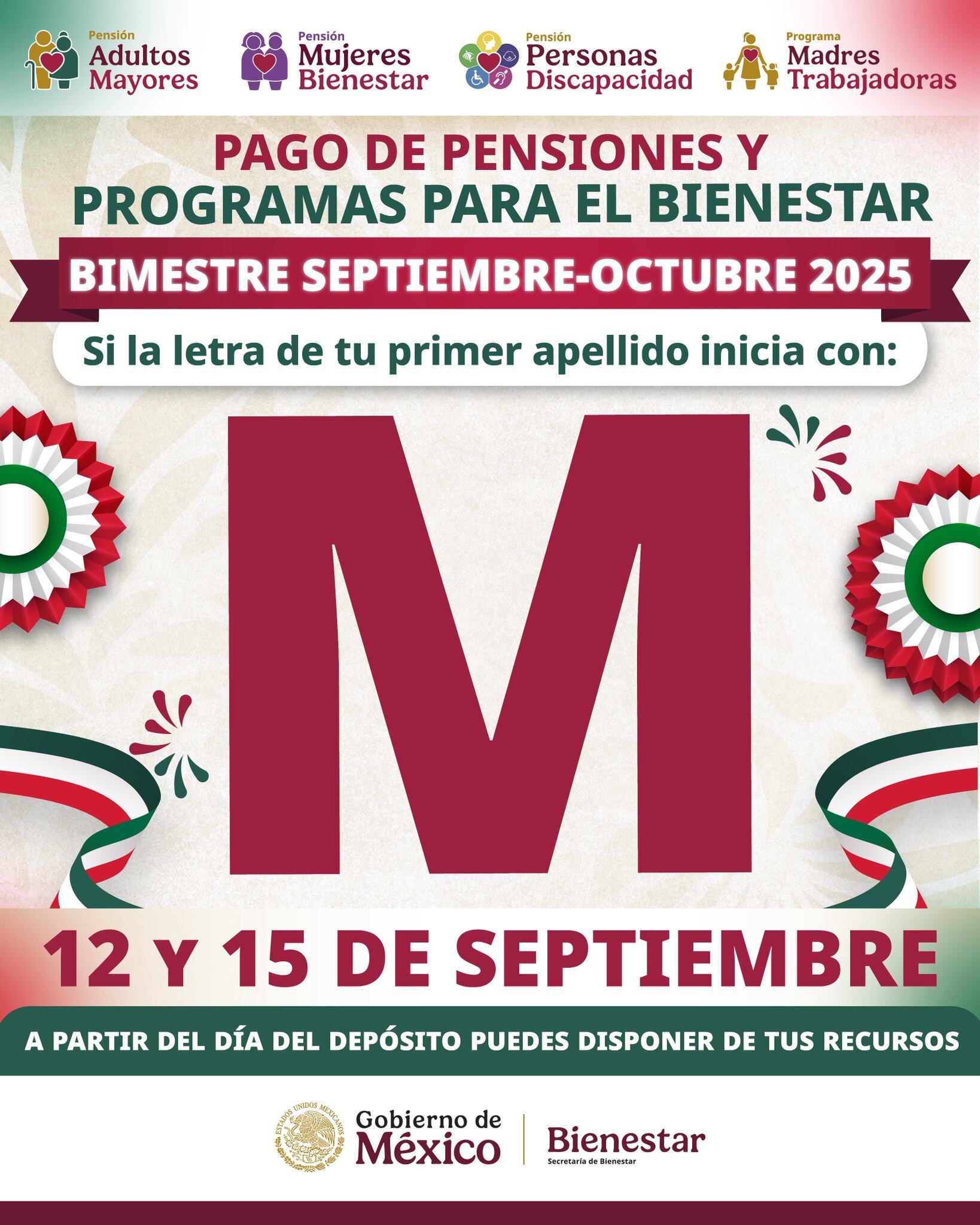 La Pensión Mujeres Bienestar 2025 continúa con la entrega del quinto depósito bimestral, ofreciendo 3 mil pesos a mujeres de 60 a 64 años