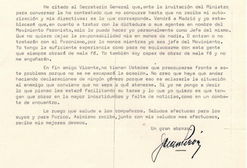 Carta de Perón a Pablo
