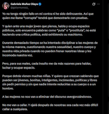 Gabriela Muñoz - crédito @gabymunozz_/X