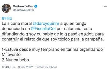 Gustavo Bolivar llama "sicaria moral"