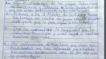 Fragmento de la petición de