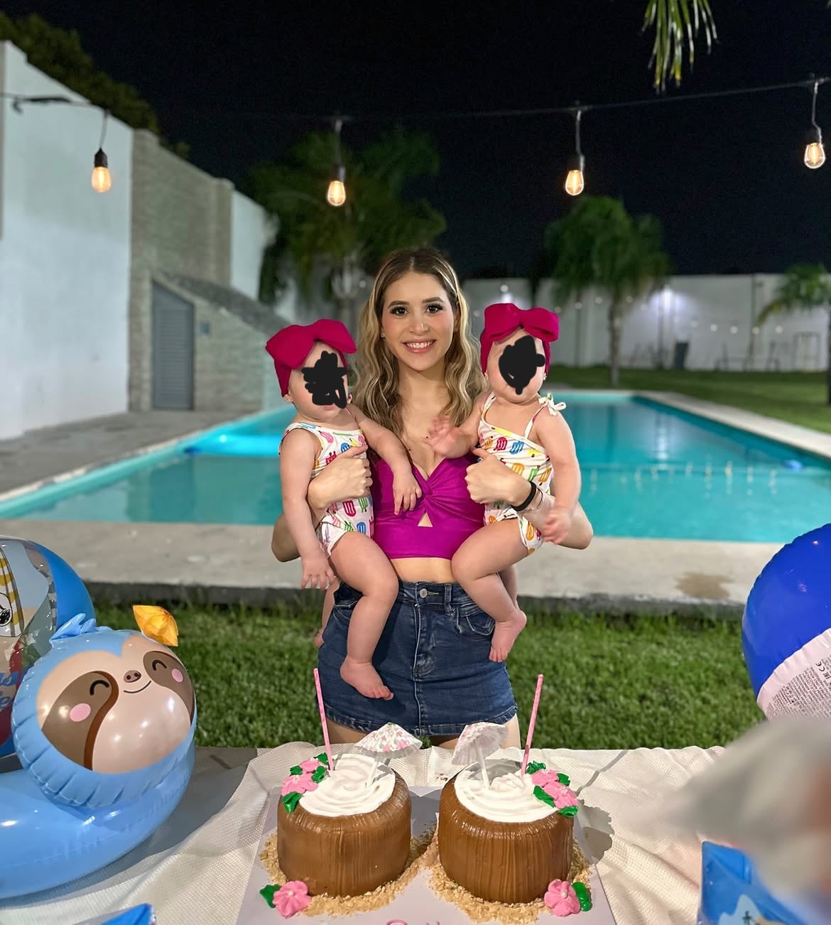 Naomy Villarreal y las gemelas de Kevyn Contreras (Instagram)