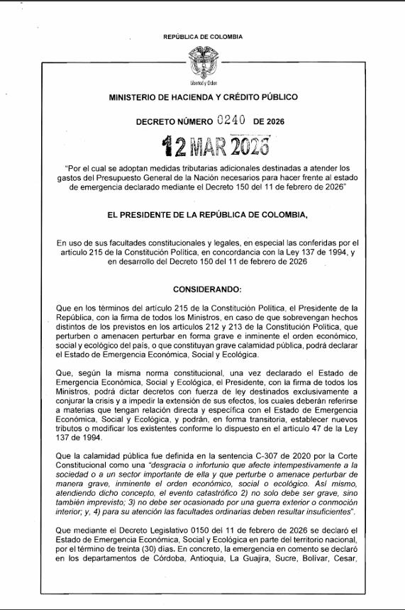 Los contribuyentes en mora con la DIAN tendrán plazo hasta el 30 de abril de 2026 para ponerse al día pagando solo el 15% de las sanciones acumuladas, según el Decreto 0240