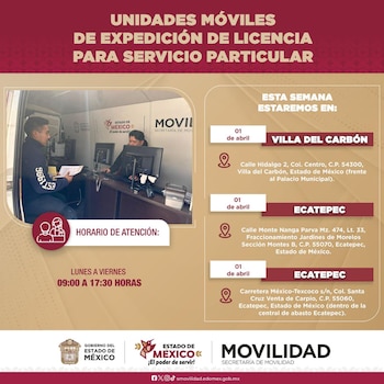 Unidades móviles en el Edomex ()X@SEMOV_Edomex