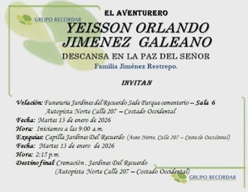 El funeral se realizará el