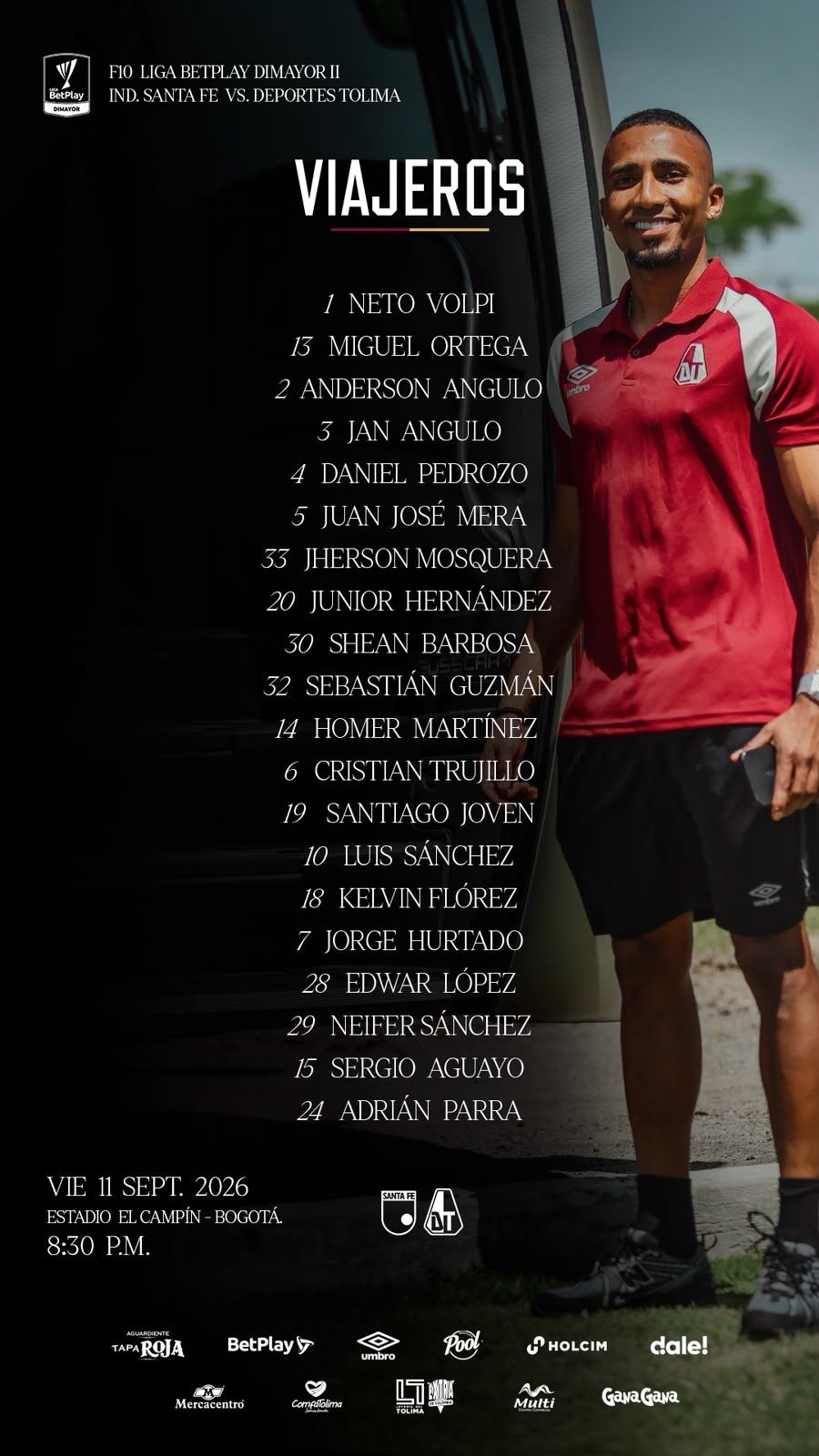 Estos son los convocados por Sebastián Oliveros-crédito Jefatura de Prensa Deportes Tolima
