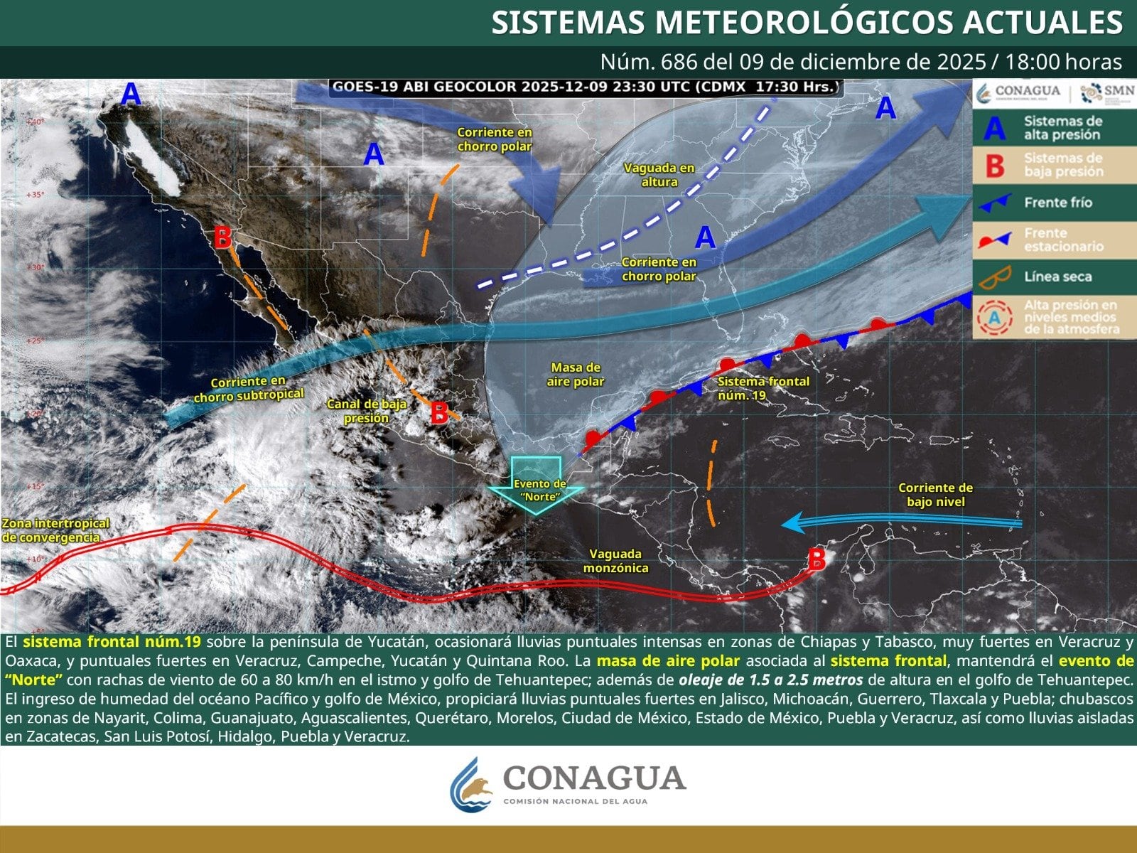 Chiapas, Tabasco, Veracruz y Oaxaca registran las lluvias más intensas, con acumulados de hasta 150 milímetros en algunas zonas.FOTO: SMN