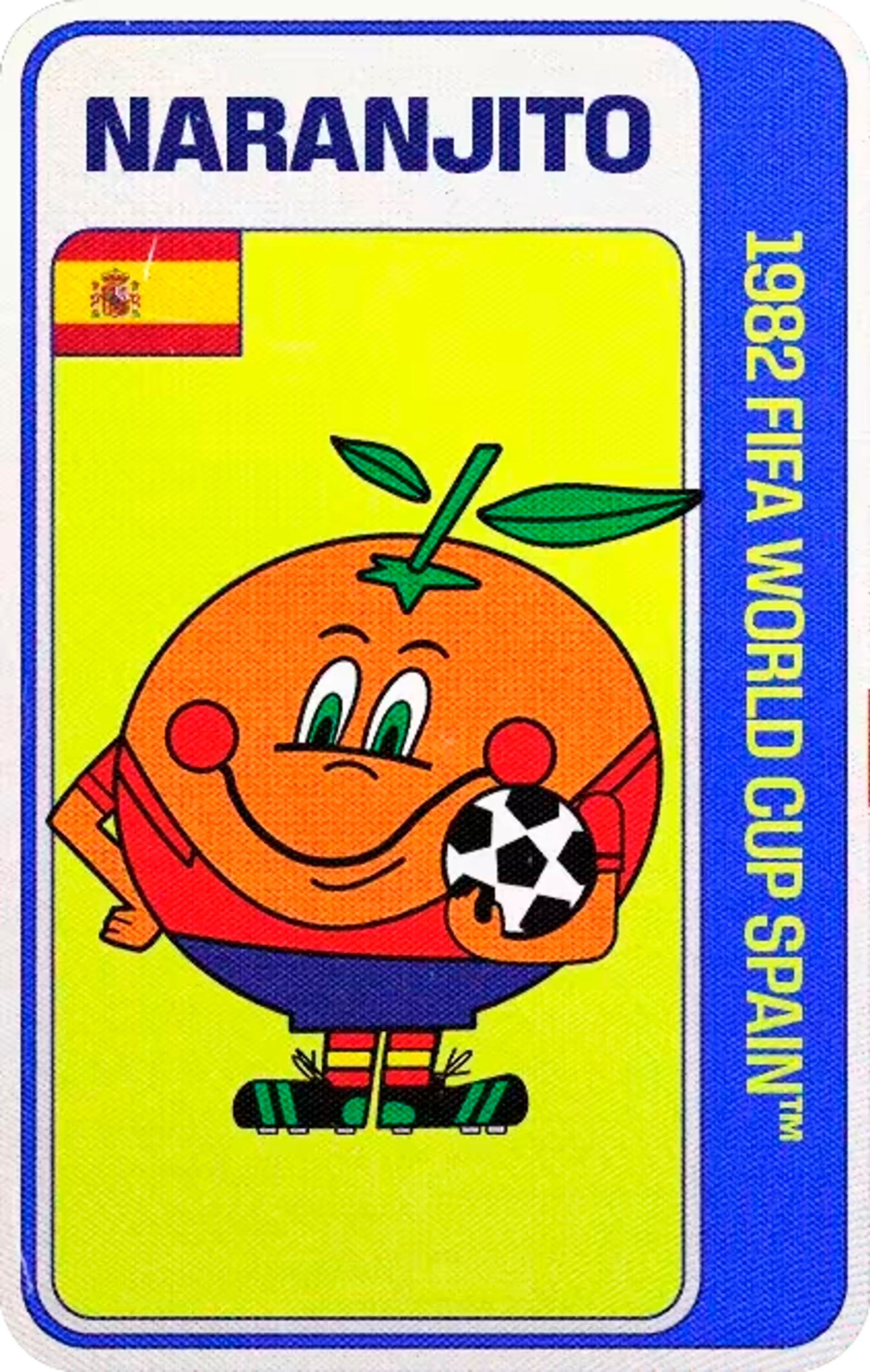 España eligió una naranja vestida de jugador, representando la cultura agrícola y alegría en 1982 (FIFA)